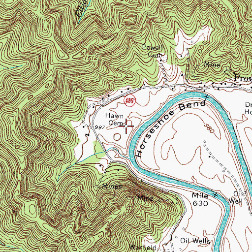 Topographic Map of Hawn Cemetery, KY