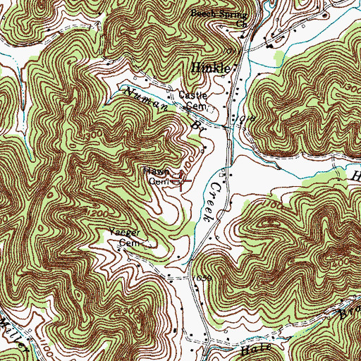Topographic Map of Hawn Cemetery, KY