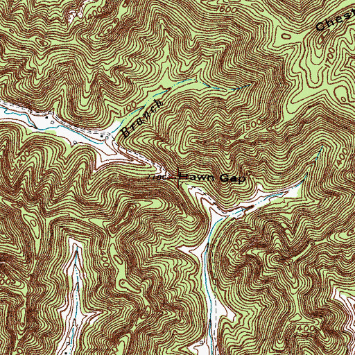 Topographic Map of Hawn Gap, KY