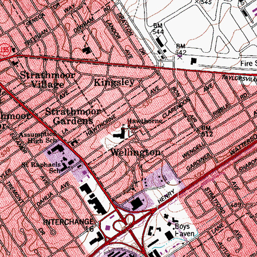 Topographic Map of Hawthorne School, KY
