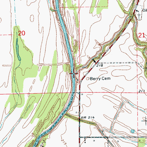 Topographic Map of Gibson Bayou, AR