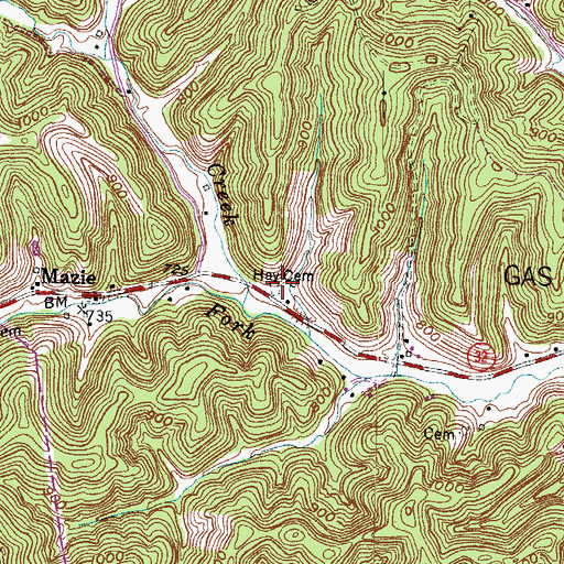 Topographic Map of Hay Cemetery, KY