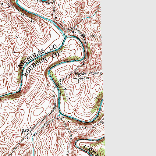 Topographic Map of Hayden Young Cemetery, KY