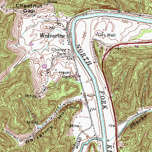 Topographic Map of Hayes Cemetery, KY