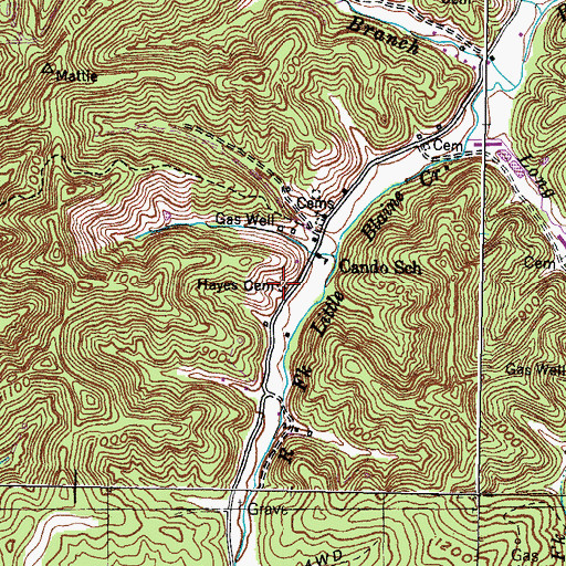 Topographic Map of Hayes Cemetery, KY