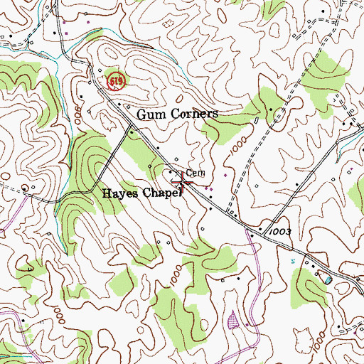 Topographic Map of Hayes Chapel, KY