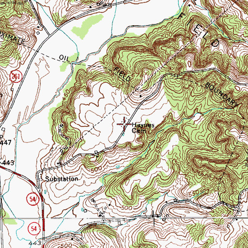 Topographic Map of Haynes Cemetery, KY
