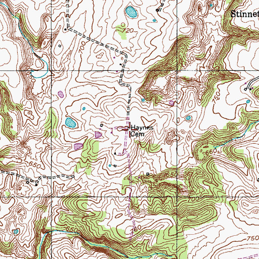 Topographic Map of Haynes Cemetery, KY