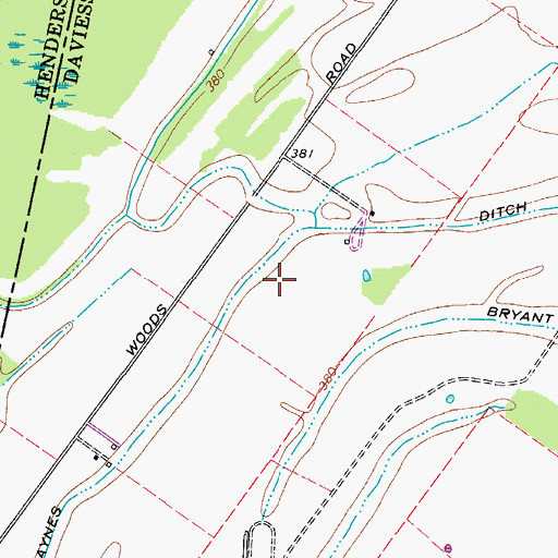 Topographic Map of Haynes Woods Ditch, KY