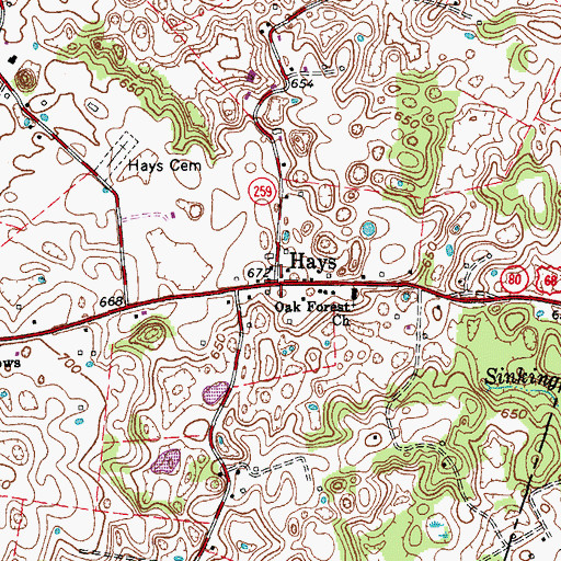Topographic Map of Hays, KY