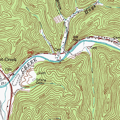 Topographic Map of Hays Branch, KY