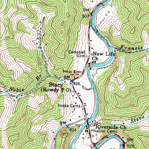 Topographic Map of Hays Cemetery, KY
