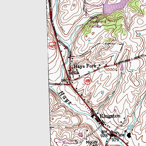 Topographic Map of Hays Fork Church, KY