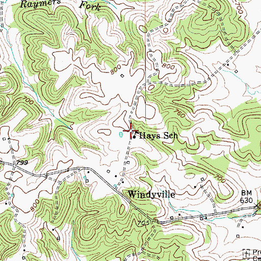 Topographic Map of Hays School, KY