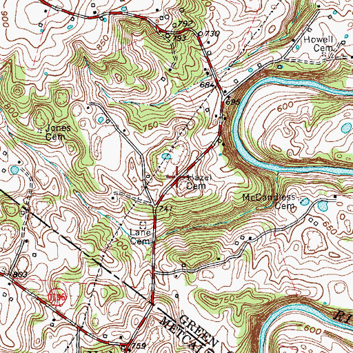 Topographic Map of Hazel Cemetery, KY