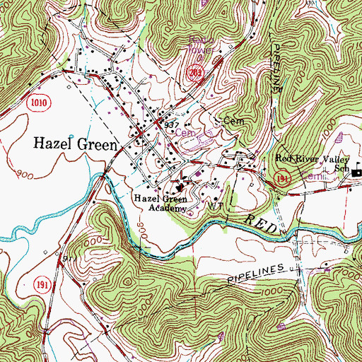 Topographic Map of Hazel Green Academy, KY
