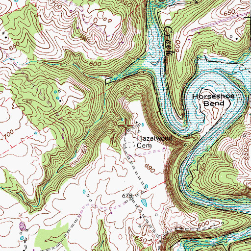 Topographic Map of Hazelwood Cemetery, KY