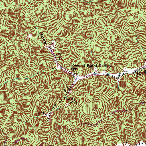 Topographic Map of Head of Right Oakley School, KY