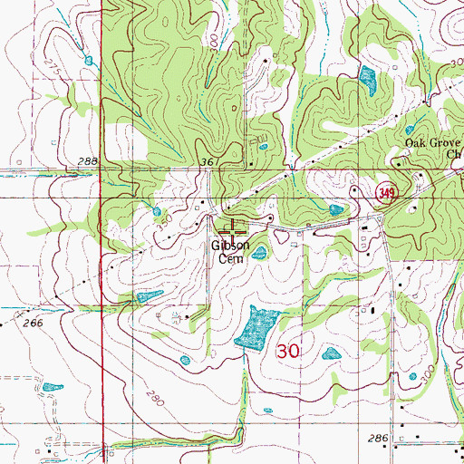 Topographic Map of Gibson Cemetery, AR