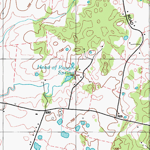 Topographic Map of Head of Rough Spring, KY