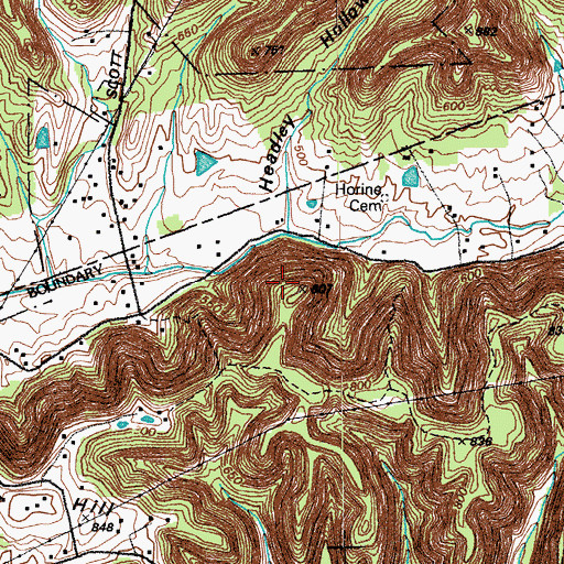 Topographic Map of Headley Hollow, KY