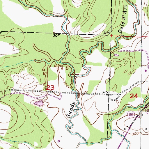 Topographic Map of Gibson Creek, AR