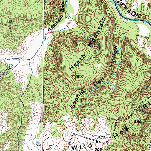Topographic Map of Heath Mountain, KY