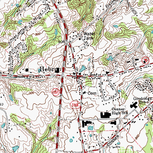 Topographic Map of Hebron, KY