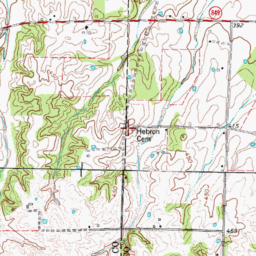 Topographic Map of Hebron Cemetery, KY