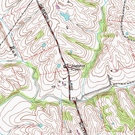 Topographic Map of Hebron Cemetery, KY