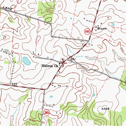 Topographic Map of Hebron Church, KY