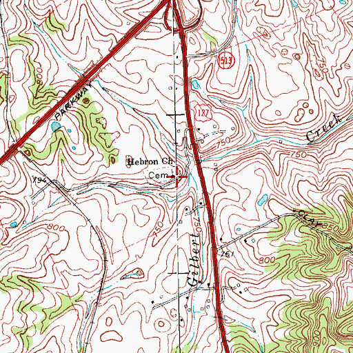 Topographic Map of Hebron Church, KY