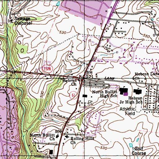 Topographic Map of Hebron Church, KY