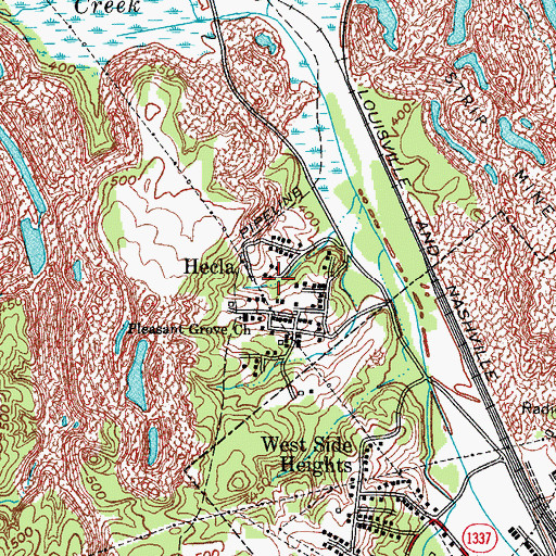 Topographic Map of Hecla, KY