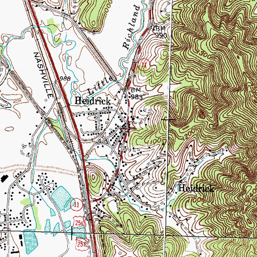 Topographic Map of Heidrick, KY