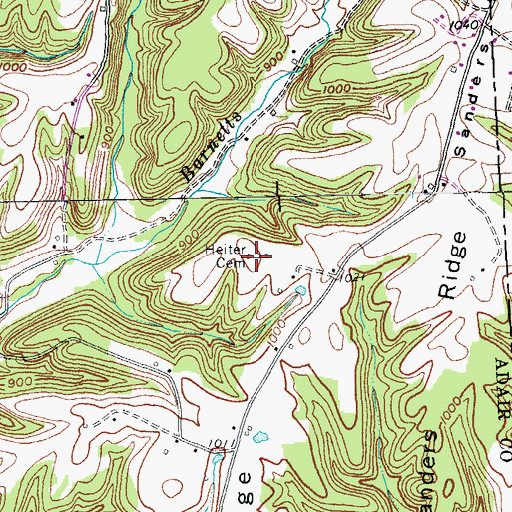 Topographic Map of Heiter Cemetery, KY