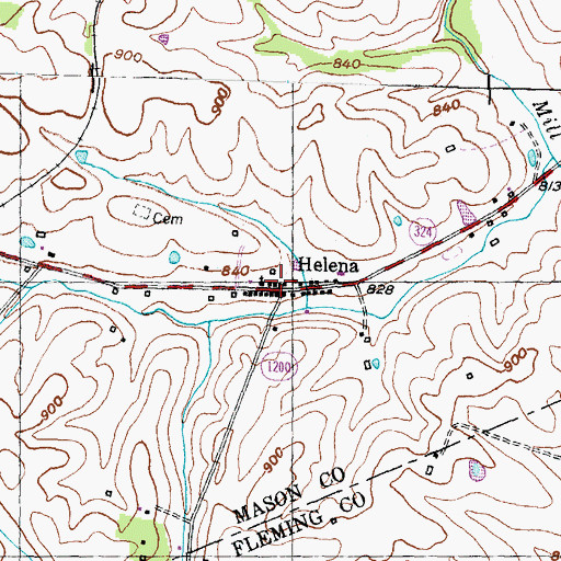 Topographic Map of Helena, KY