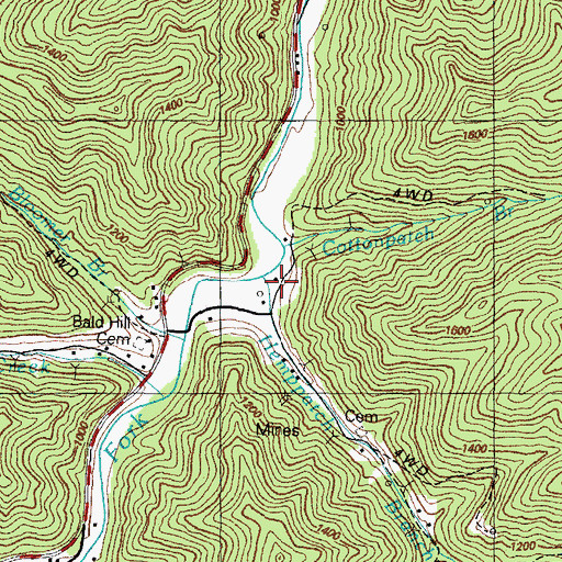 Topographic Map of Hemppatch Branch, KY