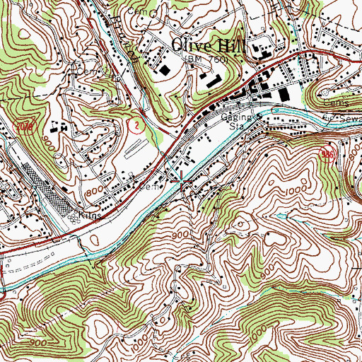 Topographic Map of Henderson Branch, KY