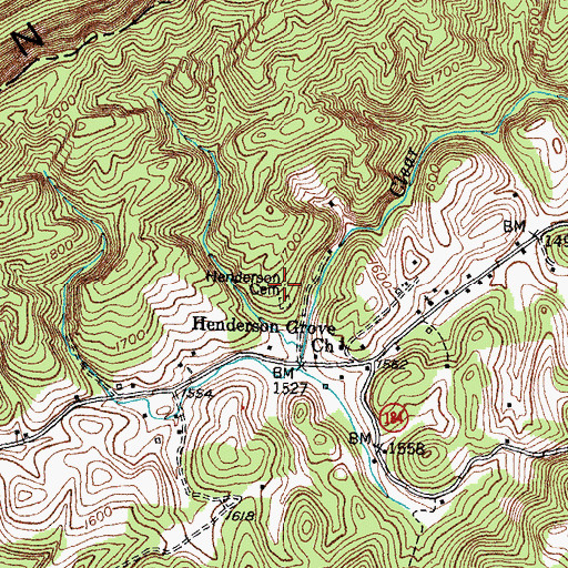 Topographic Map of Henderson Cemetery, KY