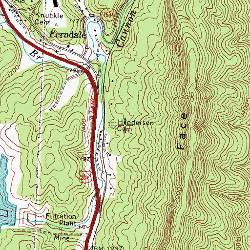 Topographic Map of Henderson Cemetery, KY