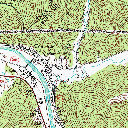 Topographic Map of Henderson Cemetery, KY
