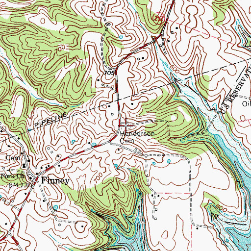 Topographic Map of Henderson Cemetery, KY