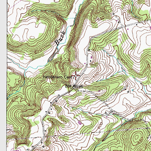 Topographic Map of Henderson Cemetery, KY