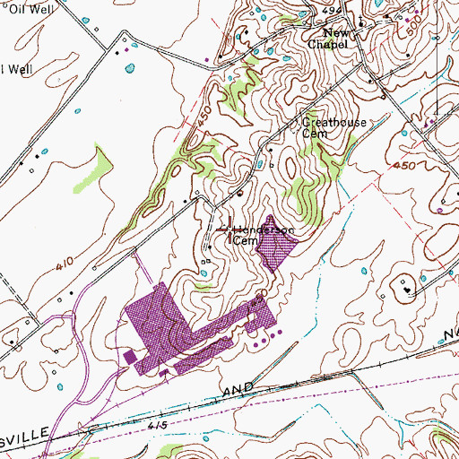 Topographic Map of Henderson Cemetery, KY