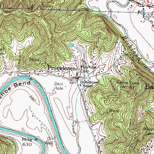 Topographic Map of Henderson Chapel, KY