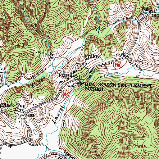Topographic Map of Henderson Settlement School, KY