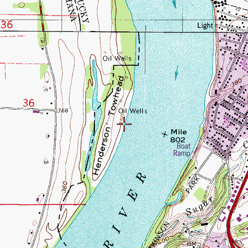 Topographic Map of Henderson Towhead, KY