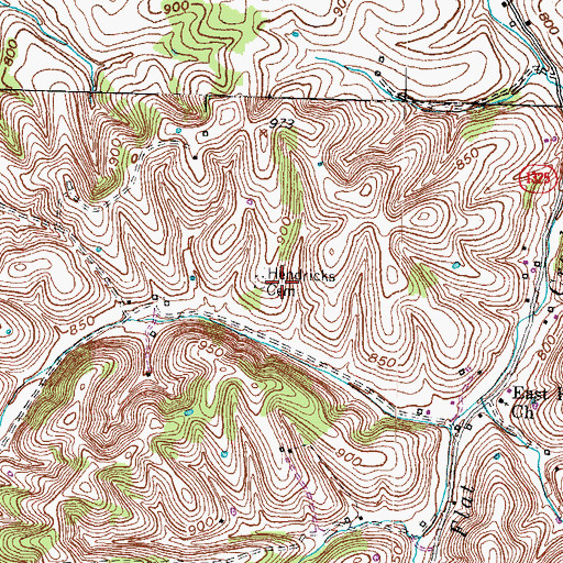 Topographic Map of Hendricks Cemetery, KY