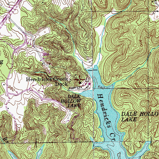 Topographic Map of Hendricks Creek Dock, KY